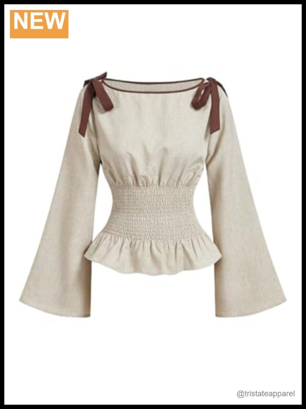 Women's Long Sleeve Ruffle Blouse - Floral Peplum Bow Neck Top